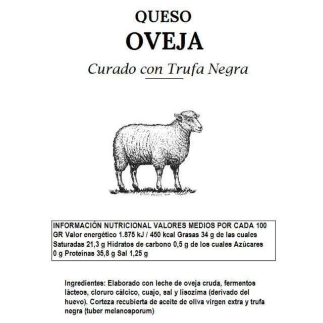 valores nutricionales del queso curado con trufa
