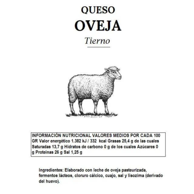 valores nutricionales del queso de oveja tierno