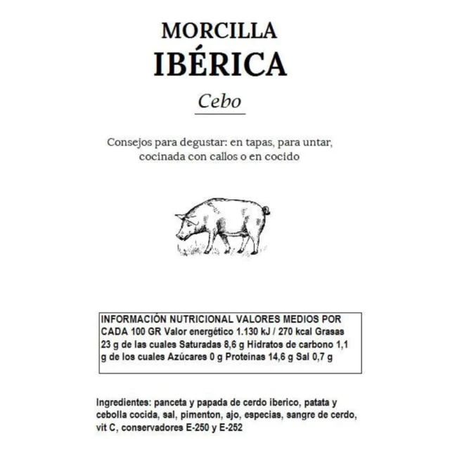 valores nutricionales de la morcilla