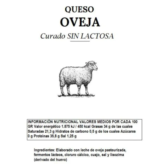 valores nutricionales del queso curado sin lactosa